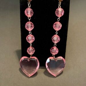 Vintage (1980s) Pink Heart Drop Earrings